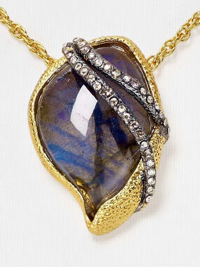 NEW Alexis Bittar Elements Labradorite Winding Vine Pendant Necklace O